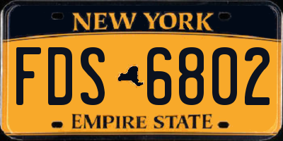 NY license plate FDS6802