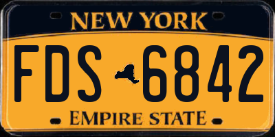 NY license plate FDS6842