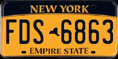 NY license plate FDS6863
