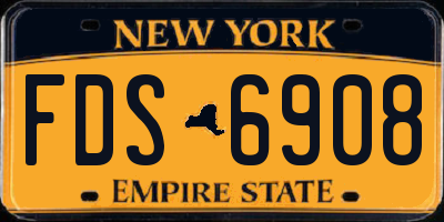 NY license plate FDS6908