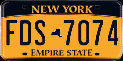 NY license plate FDS7074