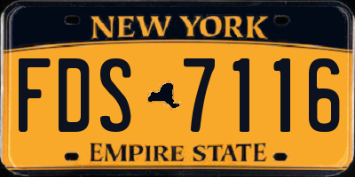 NY license plate FDS7116