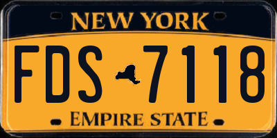NY license plate FDS7118
