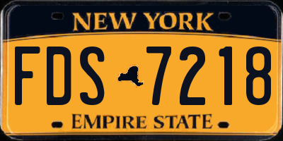 NY license plate FDS7218