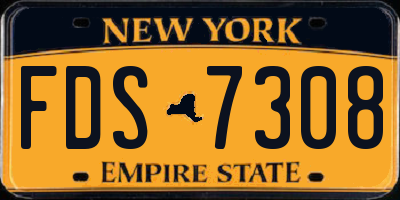 NY license plate FDS7308