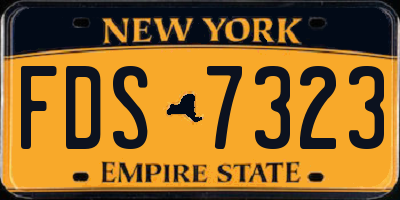 NY license plate FDS7323