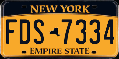 NY license plate FDS7334