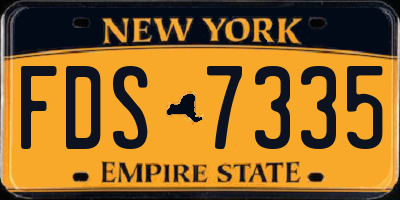 NY license plate FDS7335