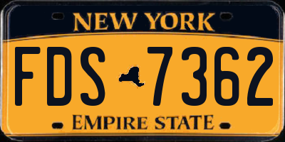 NY license plate FDS7362