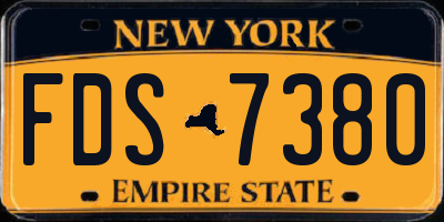 NY license plate FDS7380