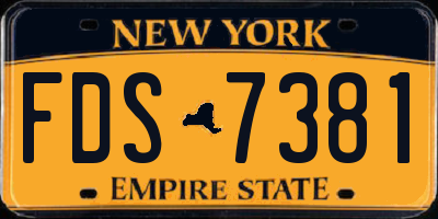 NY license plate FDS7381