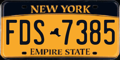 NY license plate FDS7385