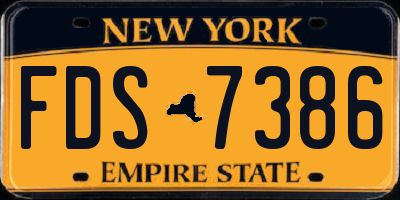 NY license plate FDS7386