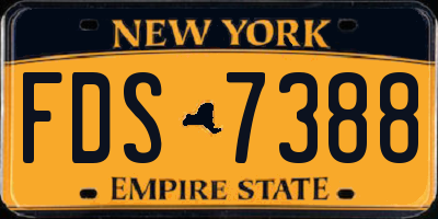 NY license plate FDS7388
