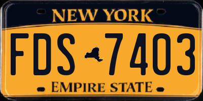 NY license plate FDS7403