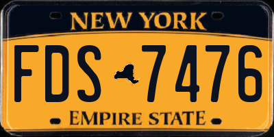 NY license plate FDS7476
