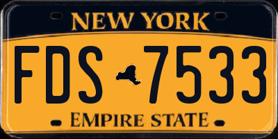 NY license plate FDS7533