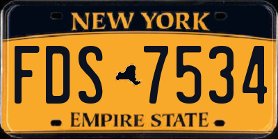 NY license plate FDS7534