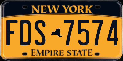 NY license plate FDS7574