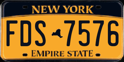 NY license plate FDS7576