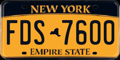 NY license plate FDS7600