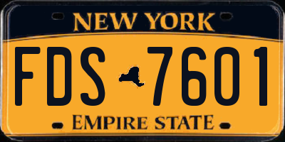 NY license plate FDS7601