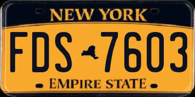 NY license plate FDS7603