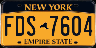 NY license plate FDS7604