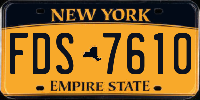 NY license plate FDS7610