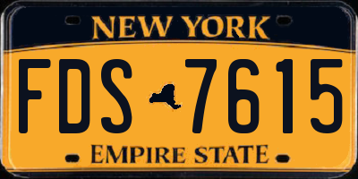 NY license plate FDS7615