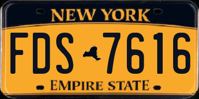 NY license plate FDS7616