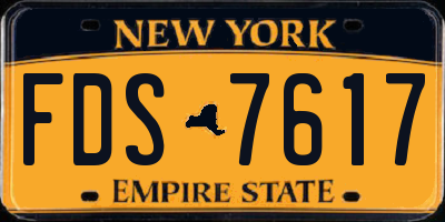 NY license plate FDS7617
