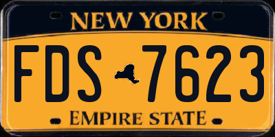 NY license plate FDS7623