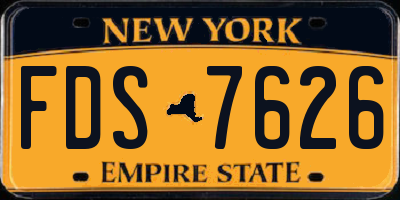 NY license plate FDS7626