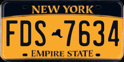 NY license plate FDS7634