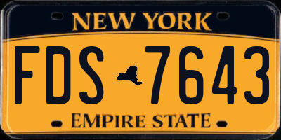 NY license plate FDS7643