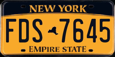 NY license plate FDS7645