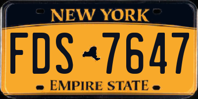 NY license plate FDS7647
