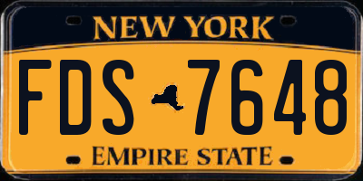 NY license plate FDS7648