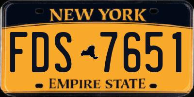 NY license plate FDS7651