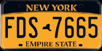NY license plate FDS7665