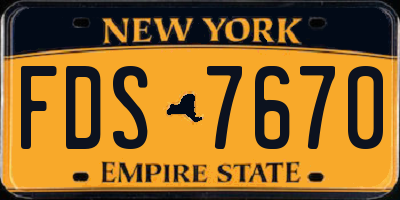 NY license plate FDS7670