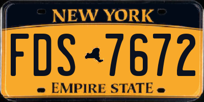 NY license plate FDS7672