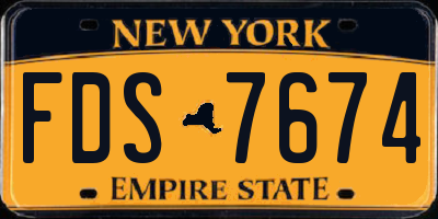 NY license plate FDS7674
