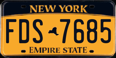 NY license plate FDS7685