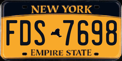NY license plate FDS7698