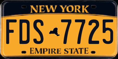 NY license plate FDS7725