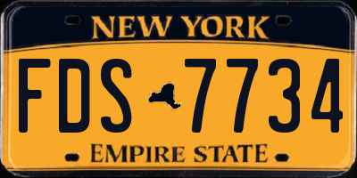 NY license plate FDS7734