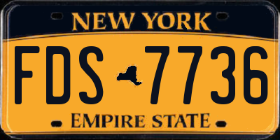 NY license plate FDS7736