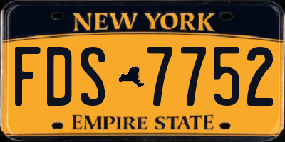 NY license plate FDS7752